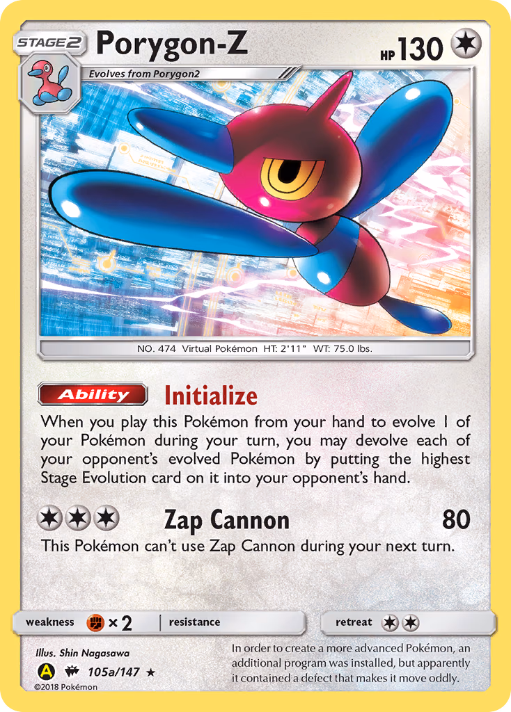 Porygon-Z Pokemon card (105a/147, Burning Shadows)