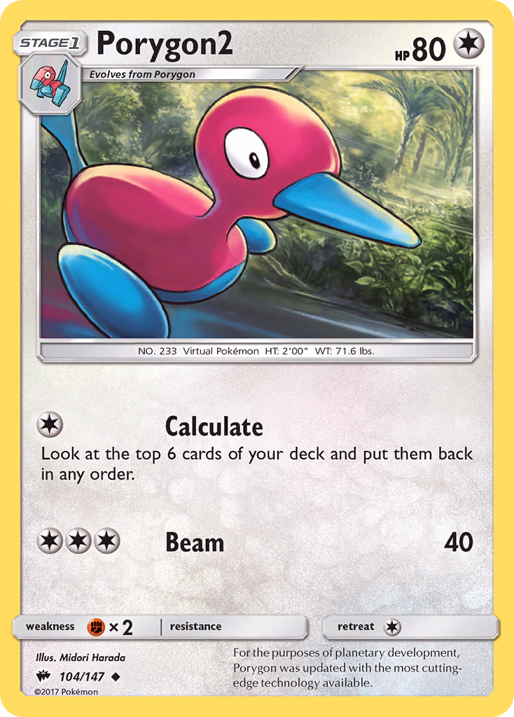 Porygon2 Pokemon card (104/147, Burning Shadows)