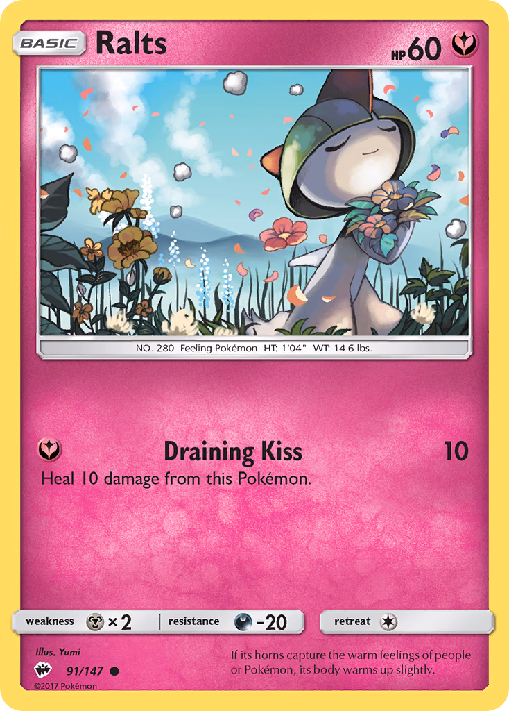 Ralts Pokemon card (91/147, Burning Shadows)