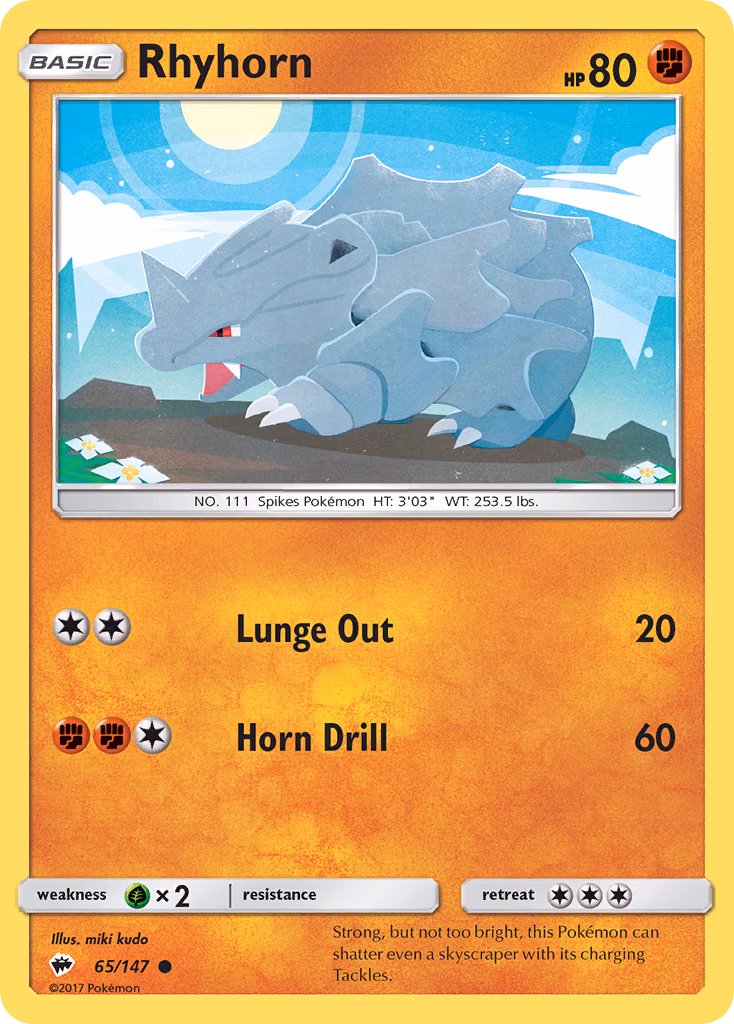 Rhyhorn Pokemon card (65/147, Burning Shadows)