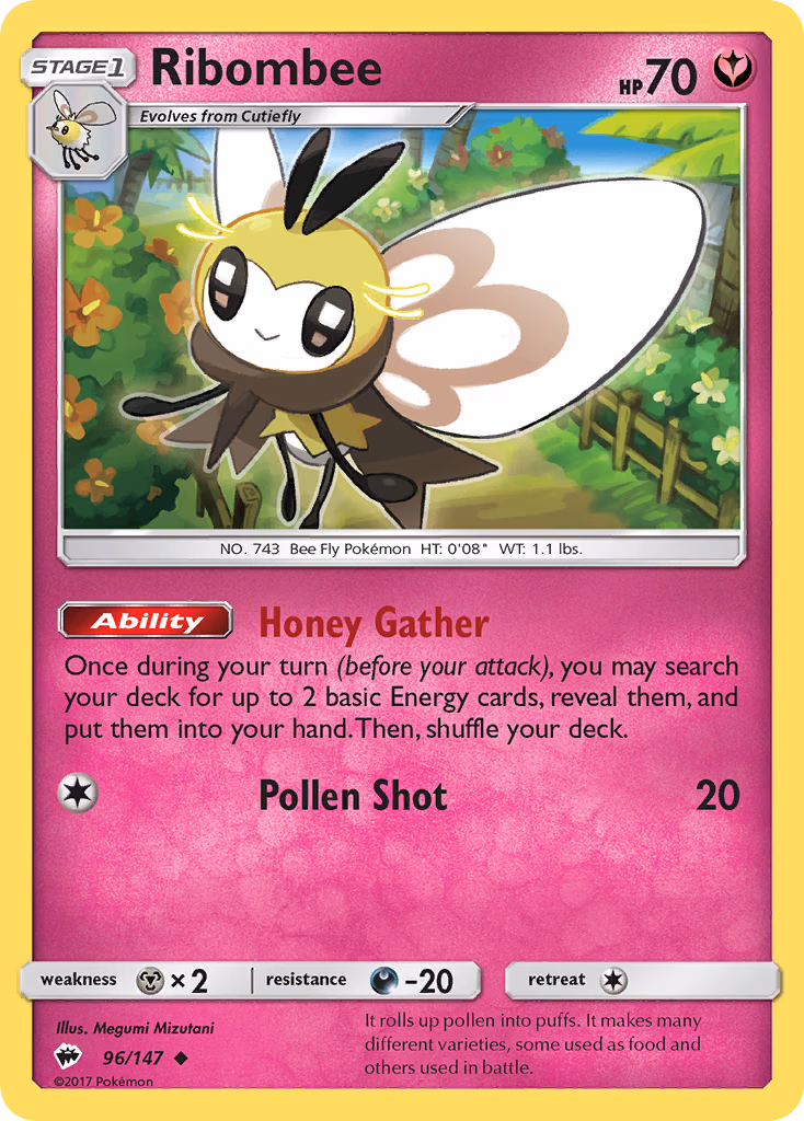 Ribombee Pokemon card (96/147, Burning Shadows)