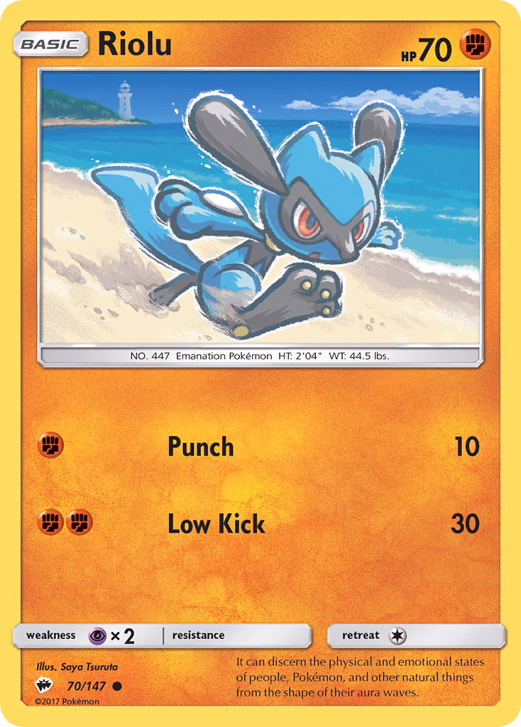 Riolu Pokemon card (70/147, Burning Shadows)