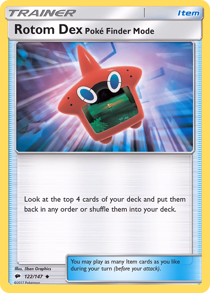 Rotom Dex Poké Finder Mode Pokemon card (122/147, Burning Shadows)