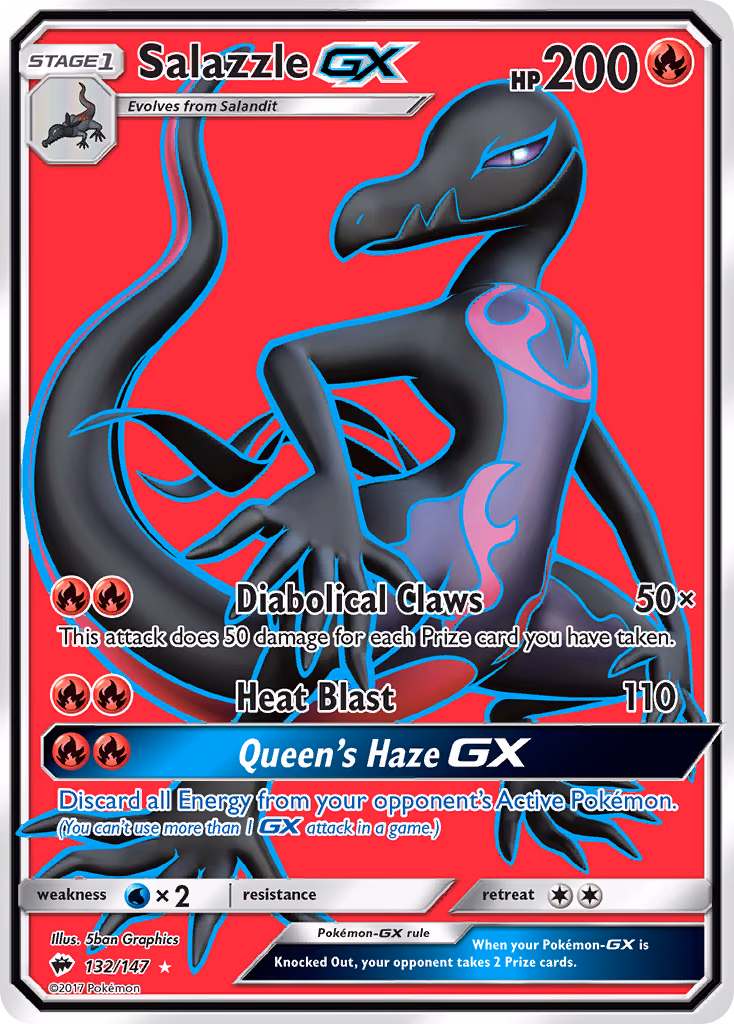 Salazzle-GX Pokemon card (132/147, Burning Shadows)