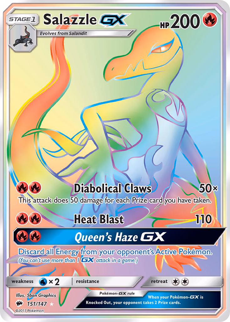 Salazzle-GX Pokemon card (151/147, Burning Shadows)