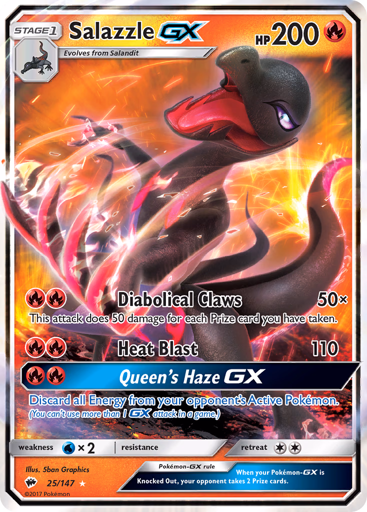 Salazzle-GX Pokemon card (25/147, Burning Shadows)