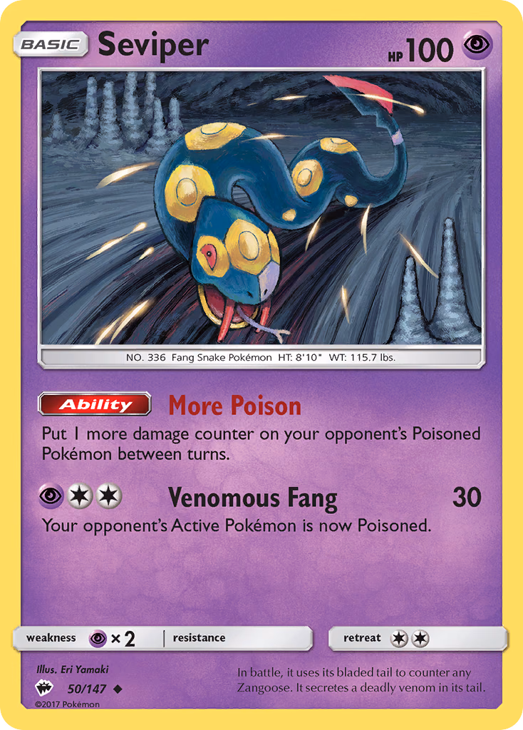 Seviper Pokemon card (50/147, Burning Shadows)
