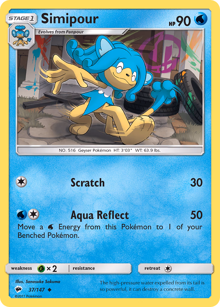 Simipour Pokemon card (37/147, Burning Shadows)