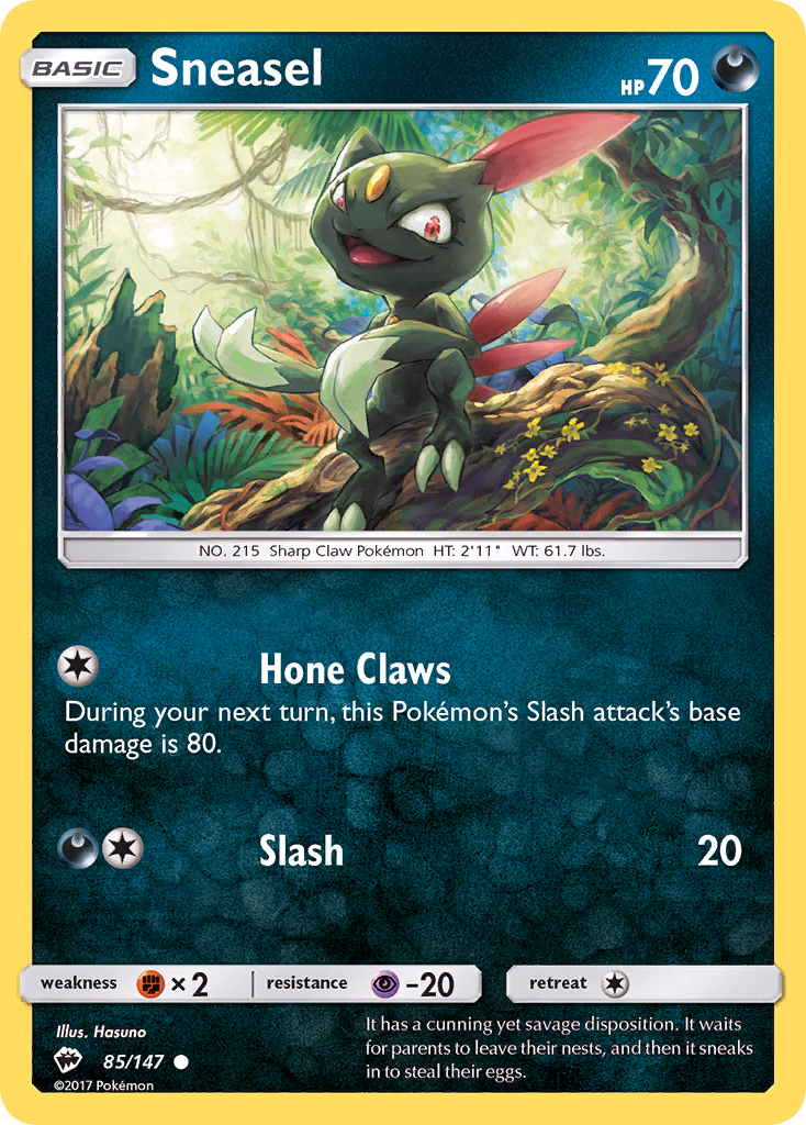 Sneasel Pokemon card (85/147, Burning Shadows)
