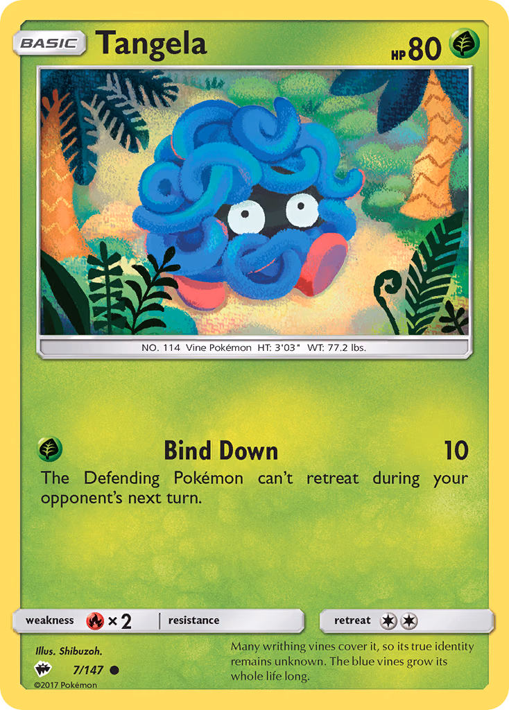 Tangela Pokemon card (7/147, Burning Shadows)
