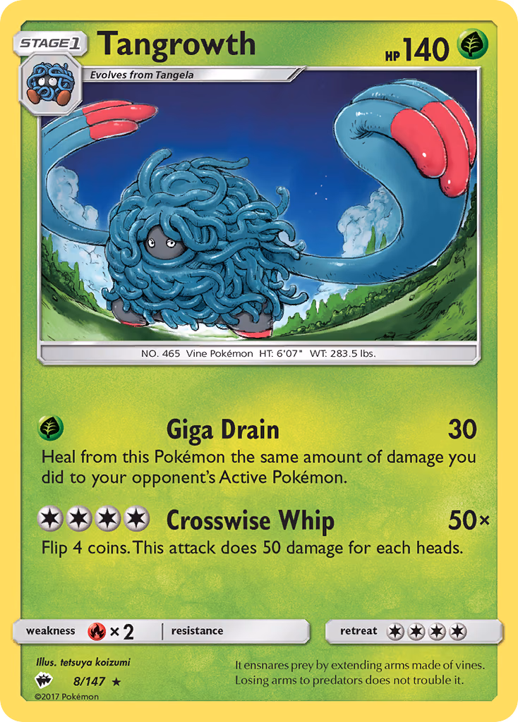 Tangrowth Pokemon card (8/147, Burning Shadows)