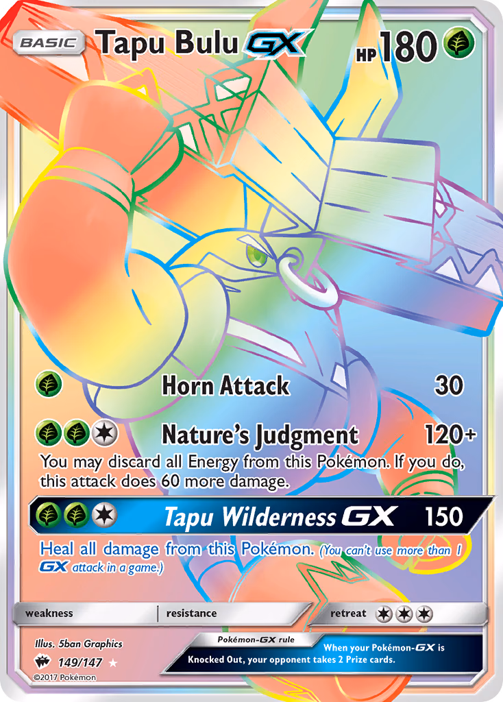 Tapu Bulu-GX Pokemon card (149/147, Burning Shadows)