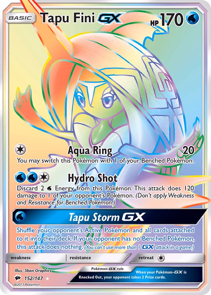 Tapu Fini-GX Pokemon card (152/147, Burning Shadows)