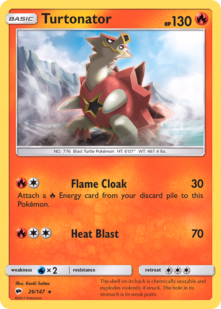 Turtonator Pokemon card (26/147, Burning Shadows)