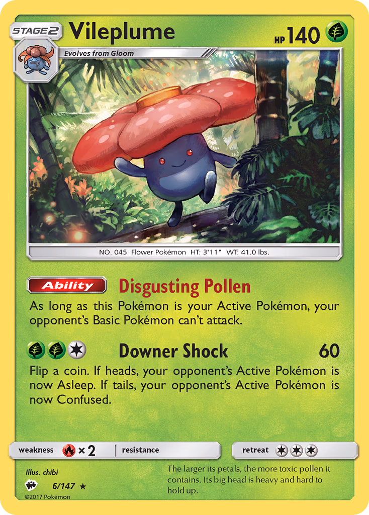 Vileplume Pokemon card (6/147, Burning Shadows)
