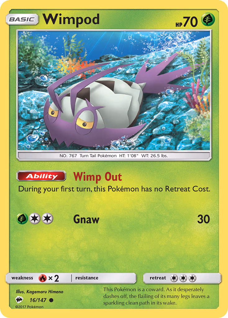 Wimpod Pokemon card (16/147, Burning Shadows)