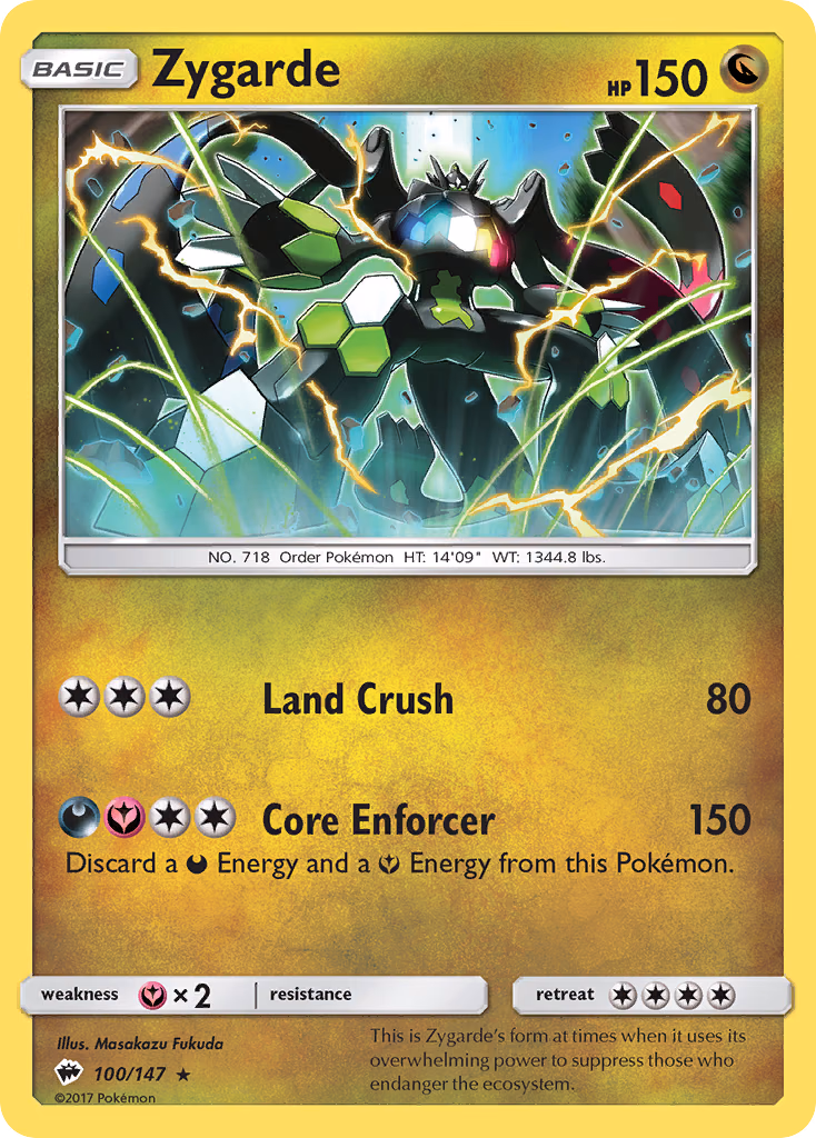 Zygarde Pokemon card (100/147, Burning Shadows)