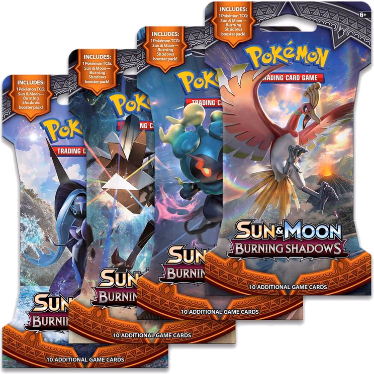 Pokemon Burning Shadows Sleeved Booster Pack Art Bundle [Set of 4]