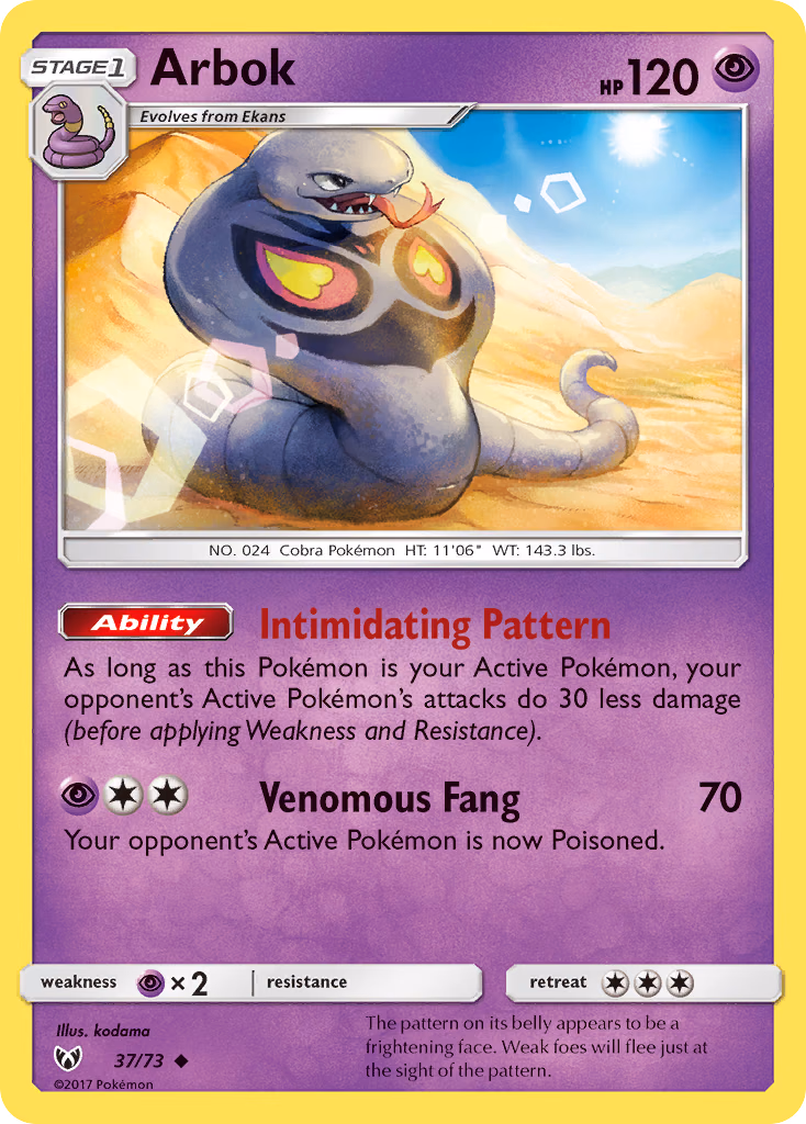Arbok Pokemon card (37/73, Shining Legends)