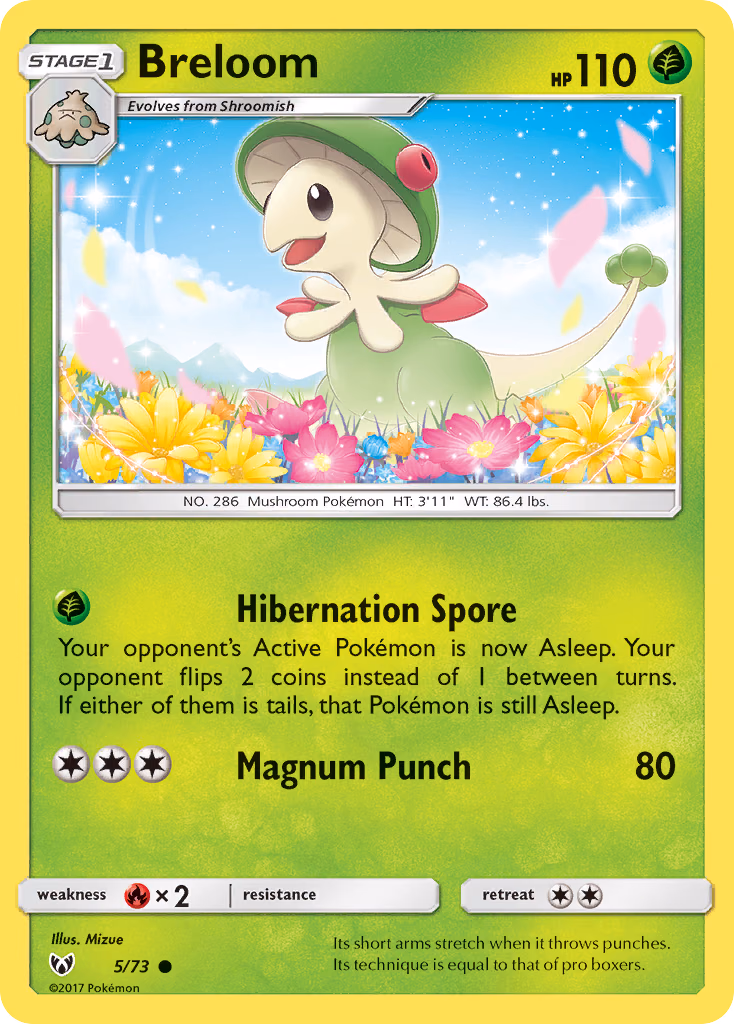 Breloom Pokemon card (5/73, Shining Legends)