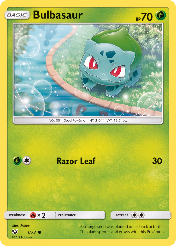 Bulbasaur Pokemon card (1/73, Shining Legends)