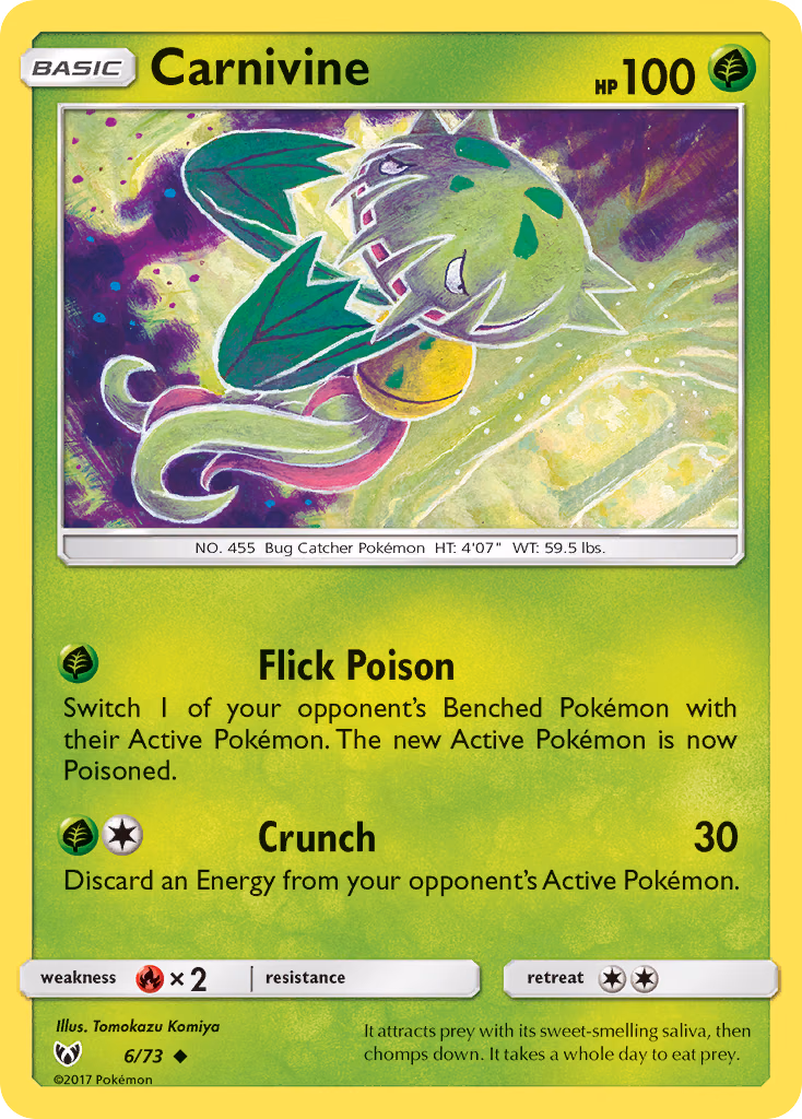 Carnivine Pokemon card (6/73, Shining Legends)