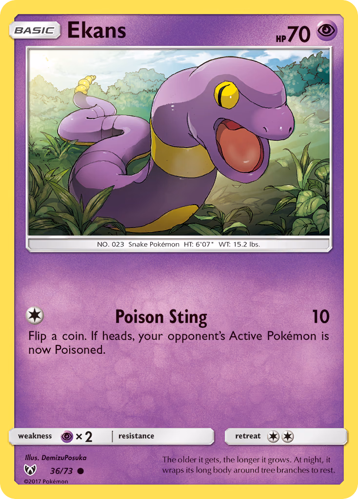 Ekans Pokemon card (36/73, Shining Legends)