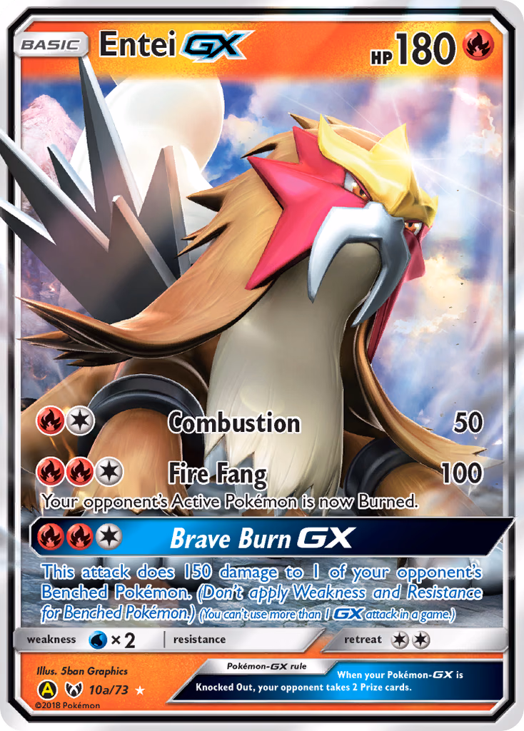 Entei-GX Pokemon card (10a/73, Shining Legends)