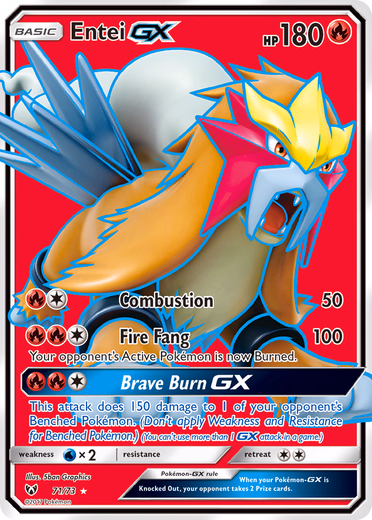Entei-GX Pokemon card (71/73, Shining Legends)