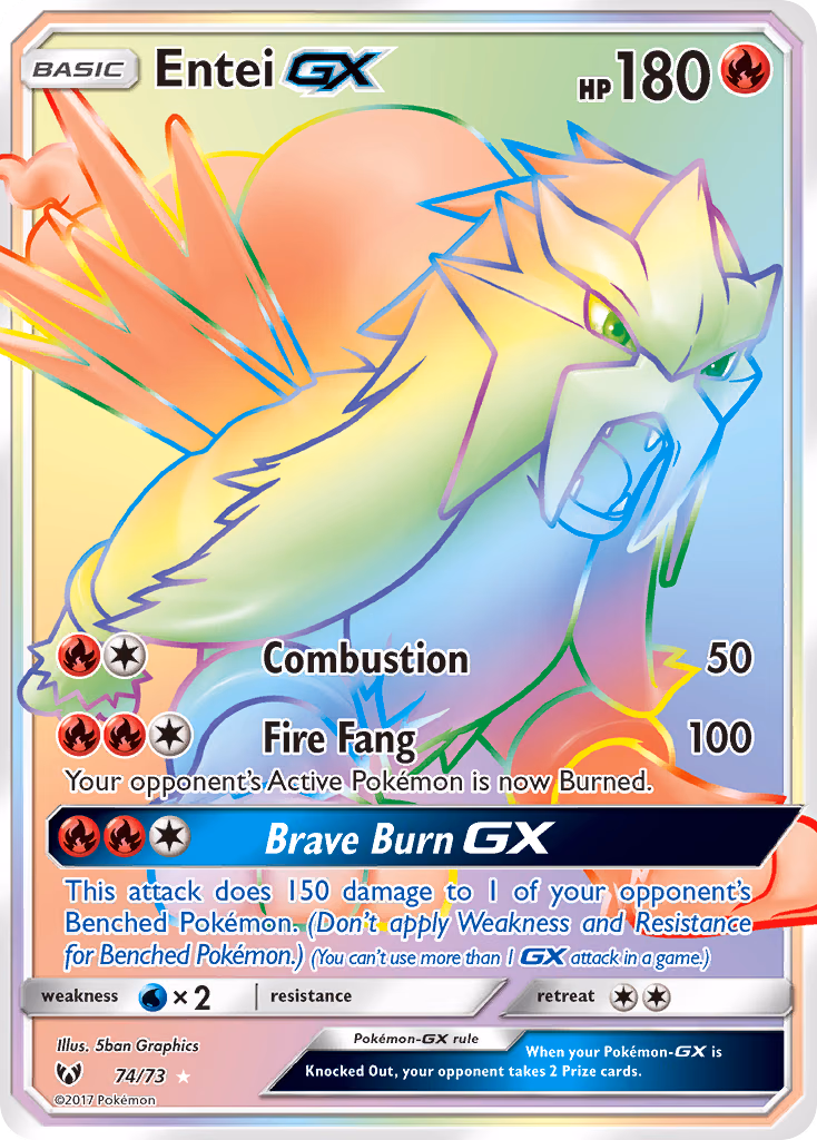 Entei-GX Pokemon card (74/73, Shining Legends)