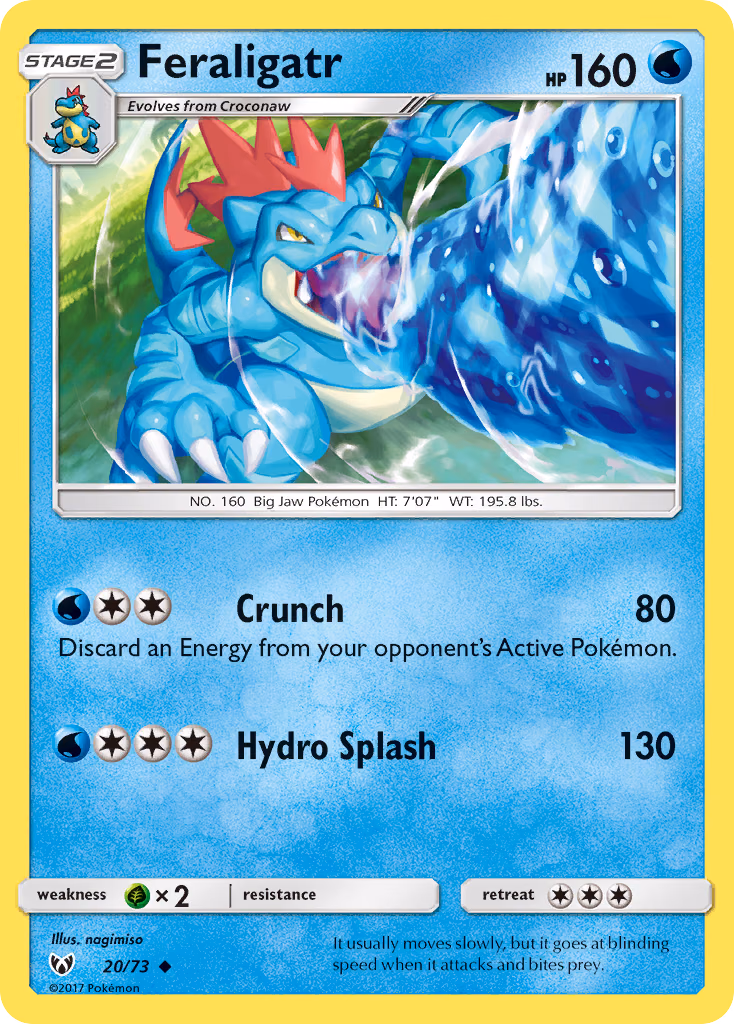 Feraligatr Pokemon card (20/73, Shining Legends)
