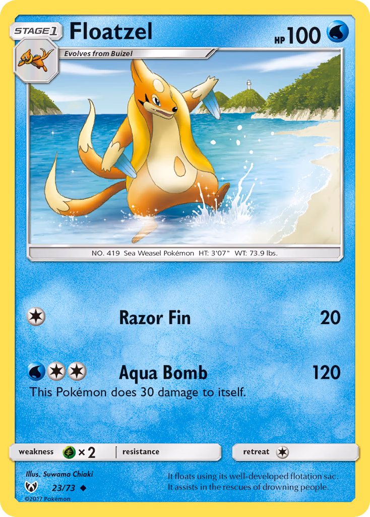 Floatzel Pokemon card (23/73, Shining Legends)