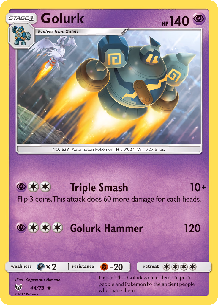 Golurk Pokemon card (44/73, Shining Legends)