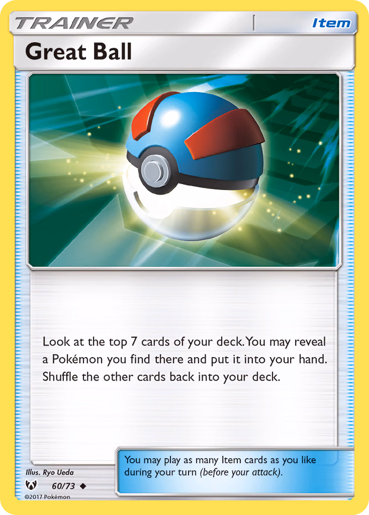 Great Ball Pokemon card (60/73, Shining Legends)