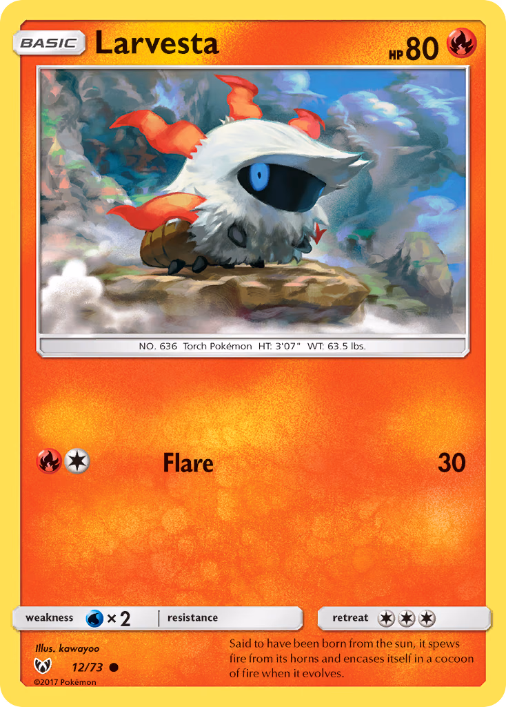 Larvesta Pokemon card (12/73, Shining Legends)