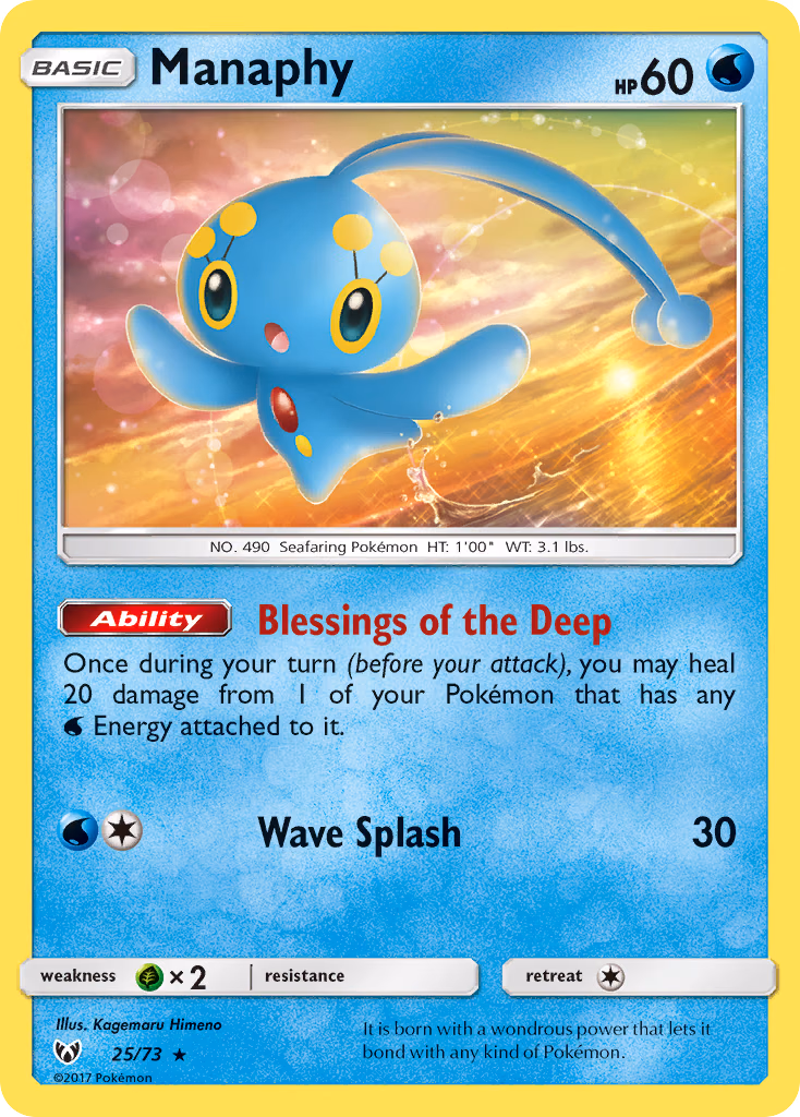 Manaphy Pokemon card (25/73, Shining Legends)