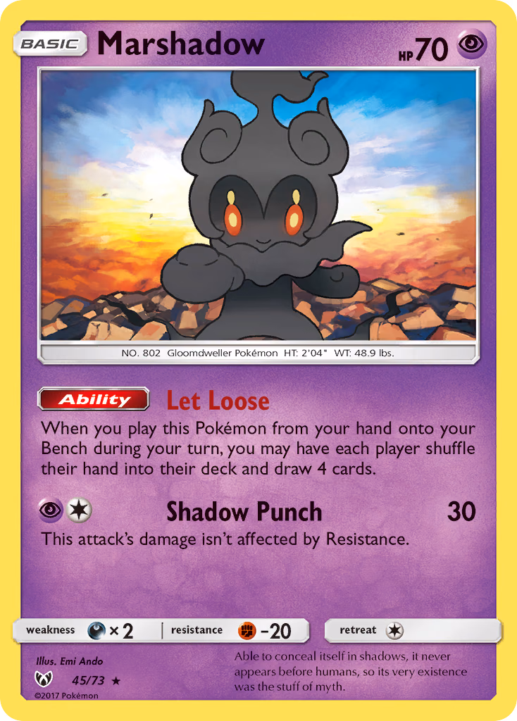 Marshadow Pokemon card (45/73, Shining Legends)