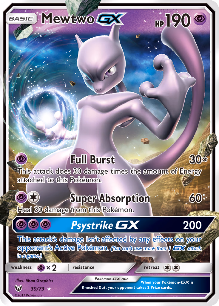 Mewtwo-GX Pokemon card (39/73, Shining Legends)