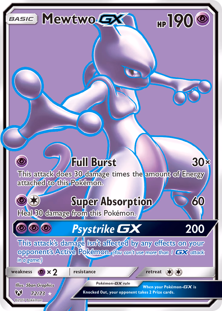 Mewtwo-GX Pokemon card (72/73, Shining Legends)