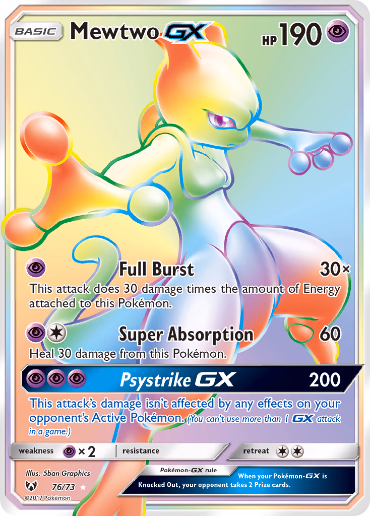 Mewtwo-GX Pokemon card (76/73, Shining Legends)