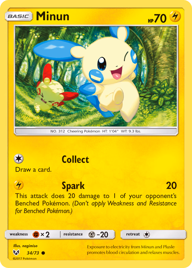 Minun Pokemon card (34/73, Shining Legends)
