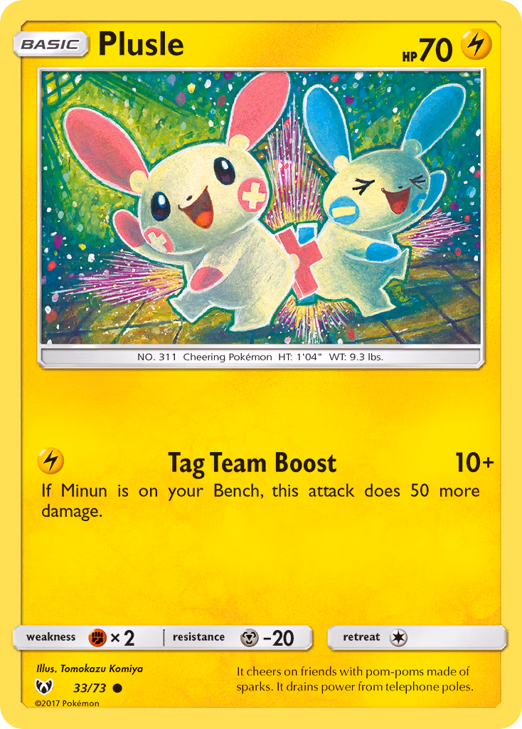 Plusle Pokemon card (33/73, Shining Legends)
