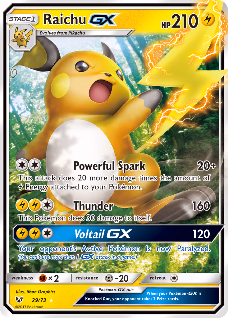 Raichu-GX Pokemon card (29/73, Shining Legends)