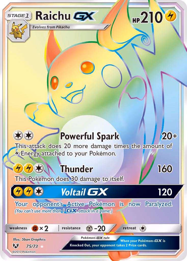 Raichu-GX Pokemon card (75/73, Shining Legends)