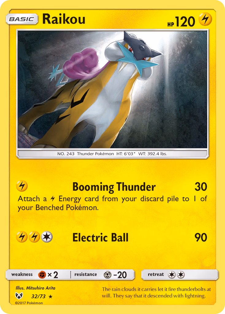 Raikou Pokemon card (32/73, Shining Legends)