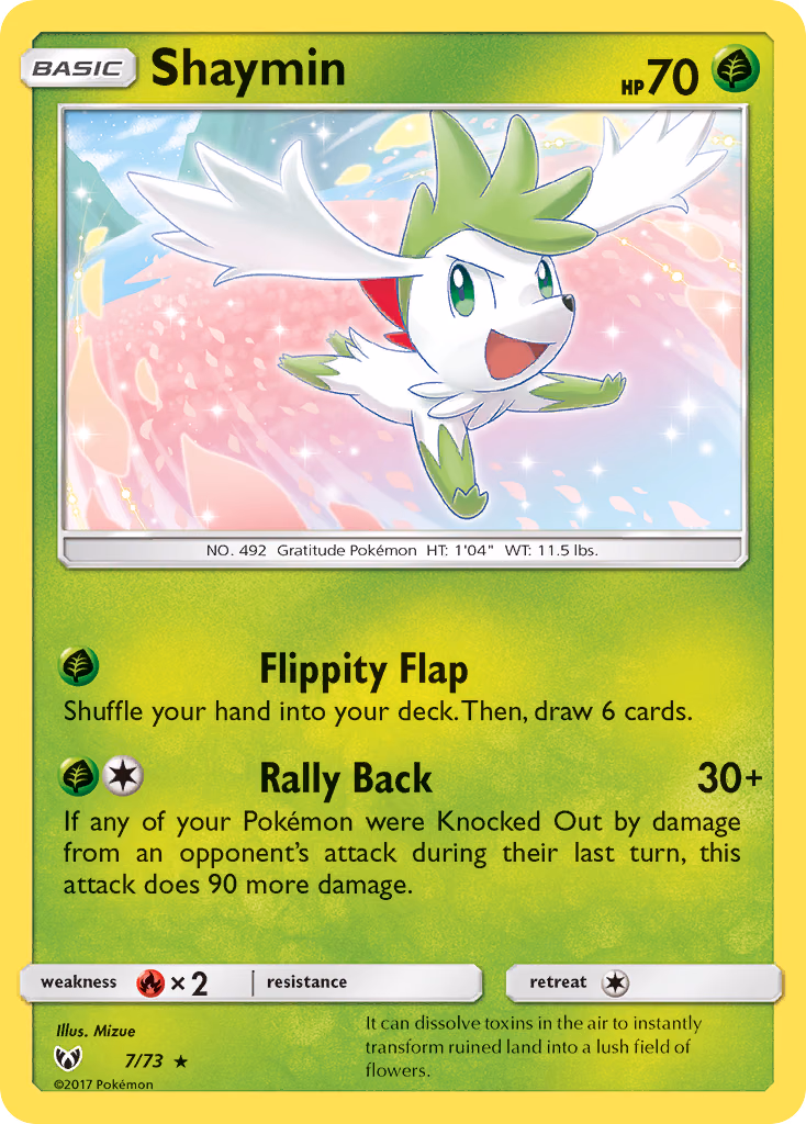 Shaymin Pokemon card (7/73, Shining Legends)