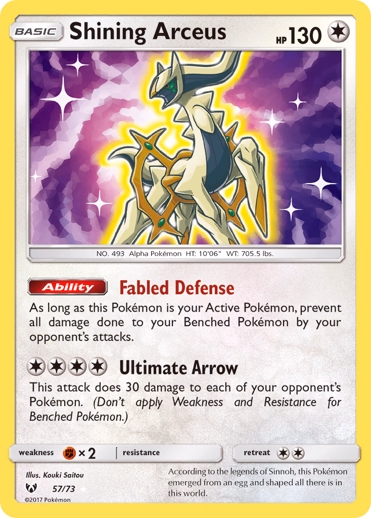 Shining Arceus Pokemon card (57/73, Shining Legends)