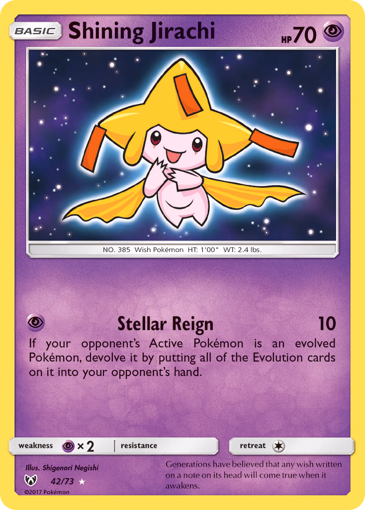 Shining Jirachi Pokemon card (42/73, Shining Legends)