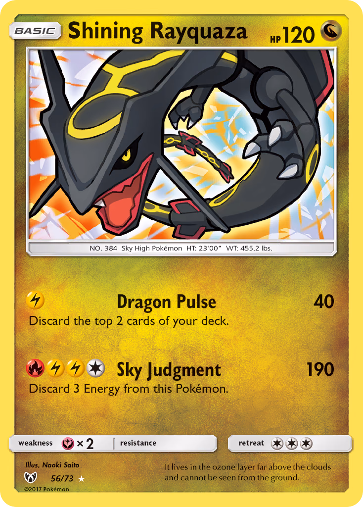 Shining Rayquaza Pokemon card (56/73, Shining Legends)