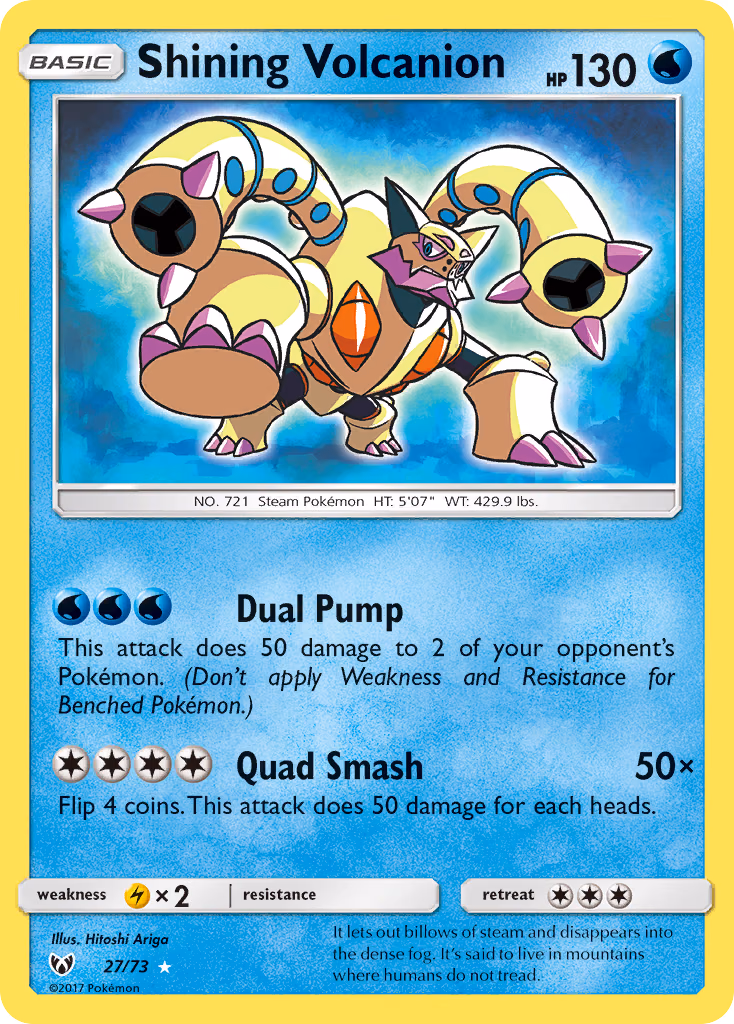 Shining Volcanion Pokemon card (27/73, Shining Legends)